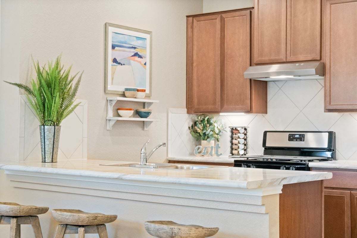 Plan 1360 Modeled - Recessed-panel kitchen cabinets
