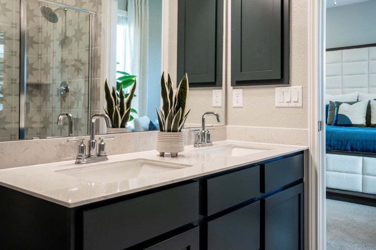 Plan 1702 Modeled - Dual-sink vanity at primary bath