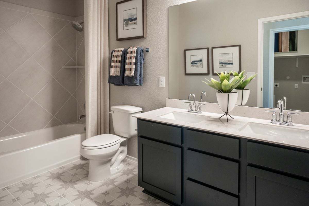 Plan 1702 Modeled - Dual-sink vanity at bath 2