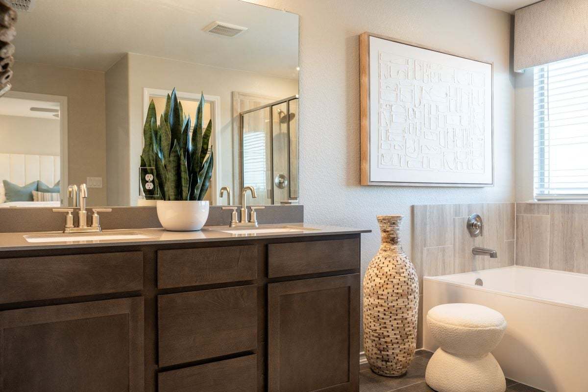 Plan 2458 Modeled - Dual-sink vanity at primary bath