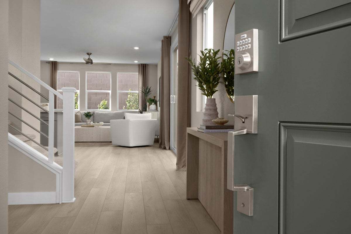 Plan 2469 Modeled - Satin nickel entry door hardware