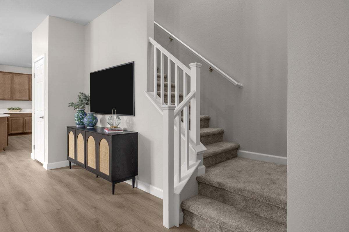 Plan 1809 End Unit Modeled - Mission-style stair rail