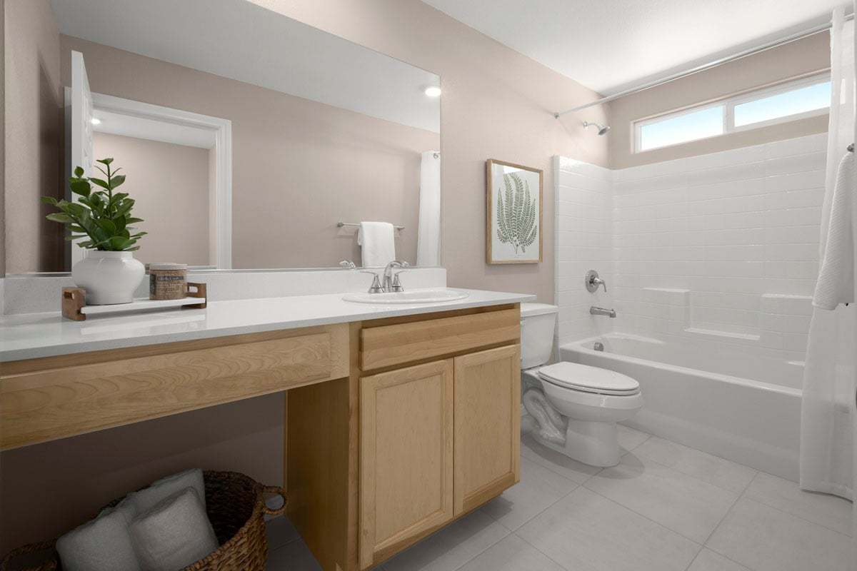 Extended vanity with knee space at bath 2