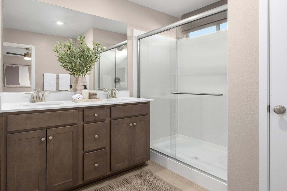 Walk-in shower at primary bath