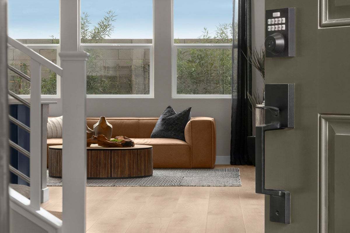Matte black entry door hardware