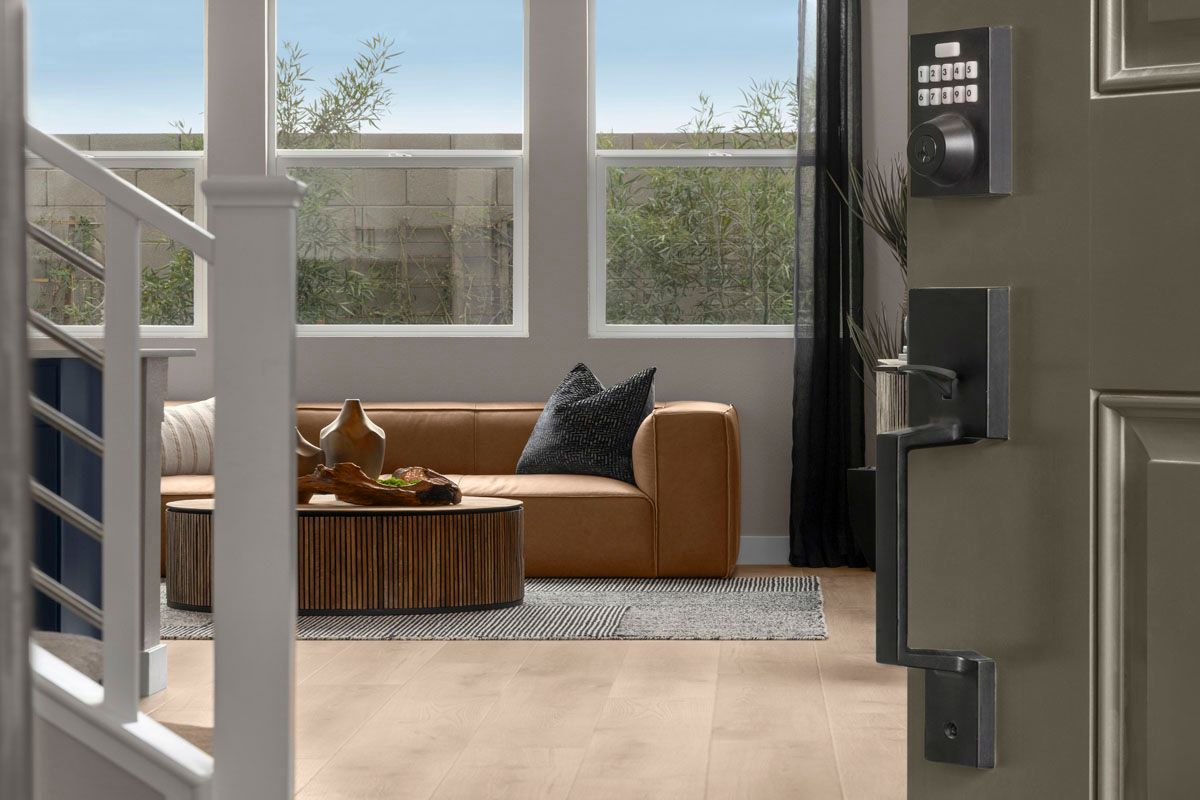 Plan 2469 Modeled - Matte black entry door hardware