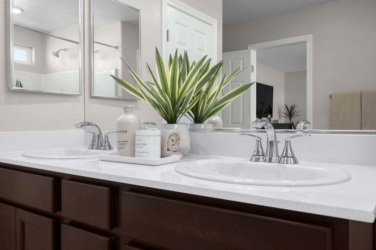 Plan 2069 Modeled - Dual-sink vanity at primary bath