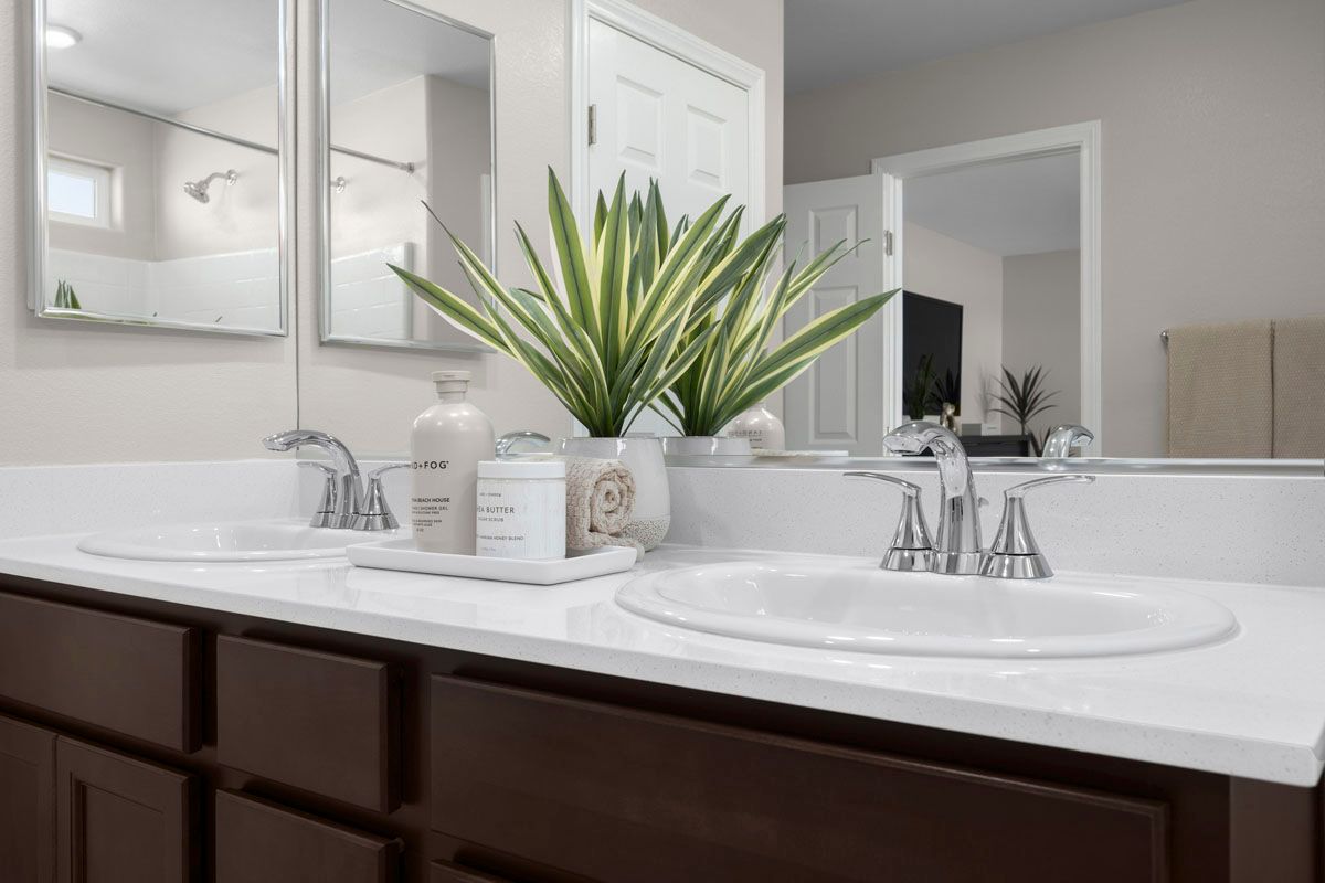 Plan 2069 Modeled - Dual-sink vanity at primary bath