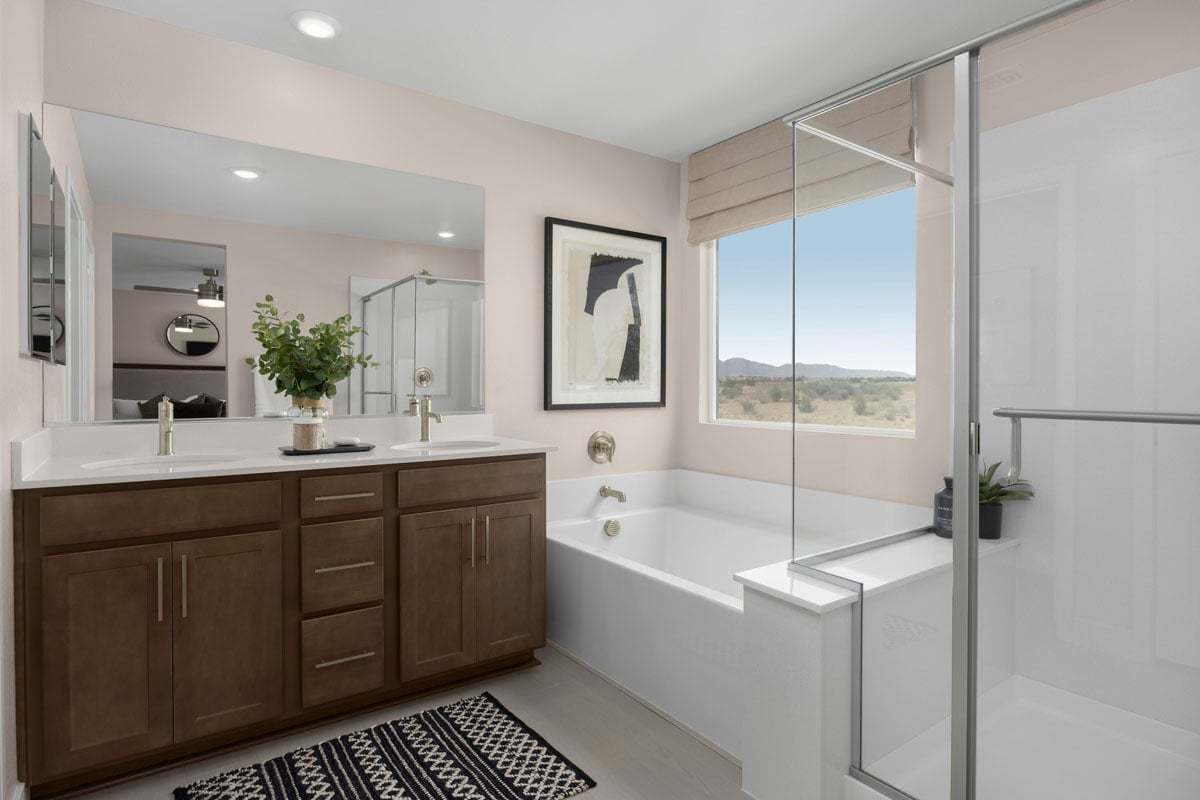 Tub and separate shower at primary bath