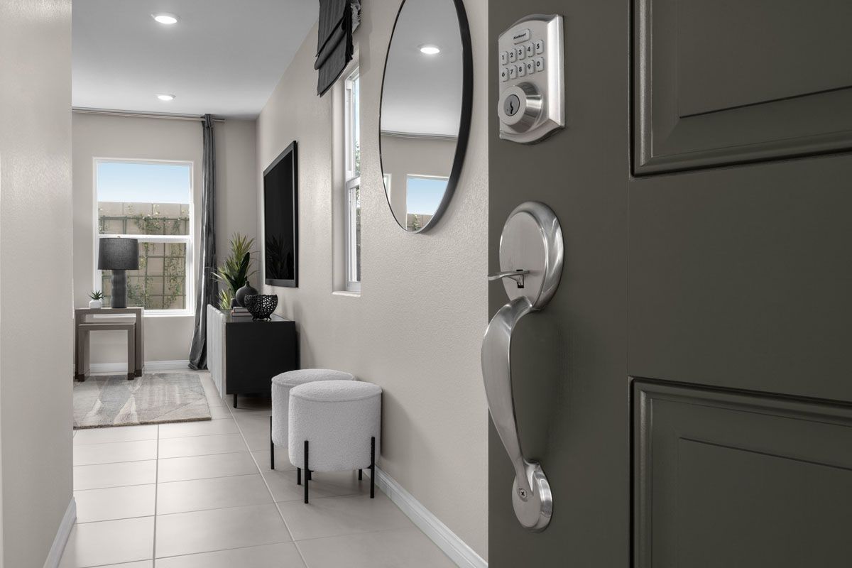 Plan 1572 Modeled - Satin nickel entry door hardware