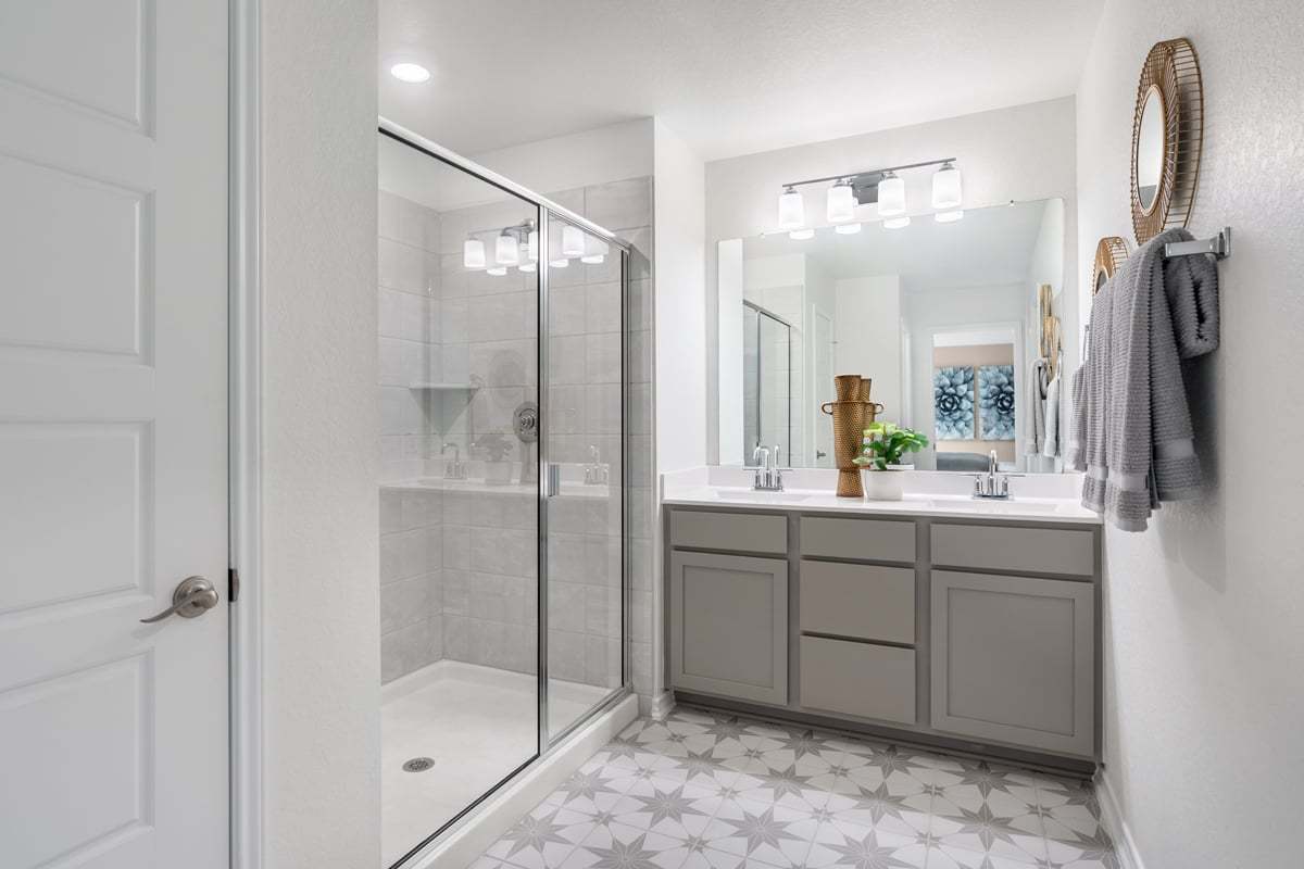 Plan 2154 - Walk-in shower with tile surround at primary bath