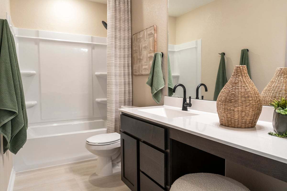 Extended vanity with knee space at bath 2