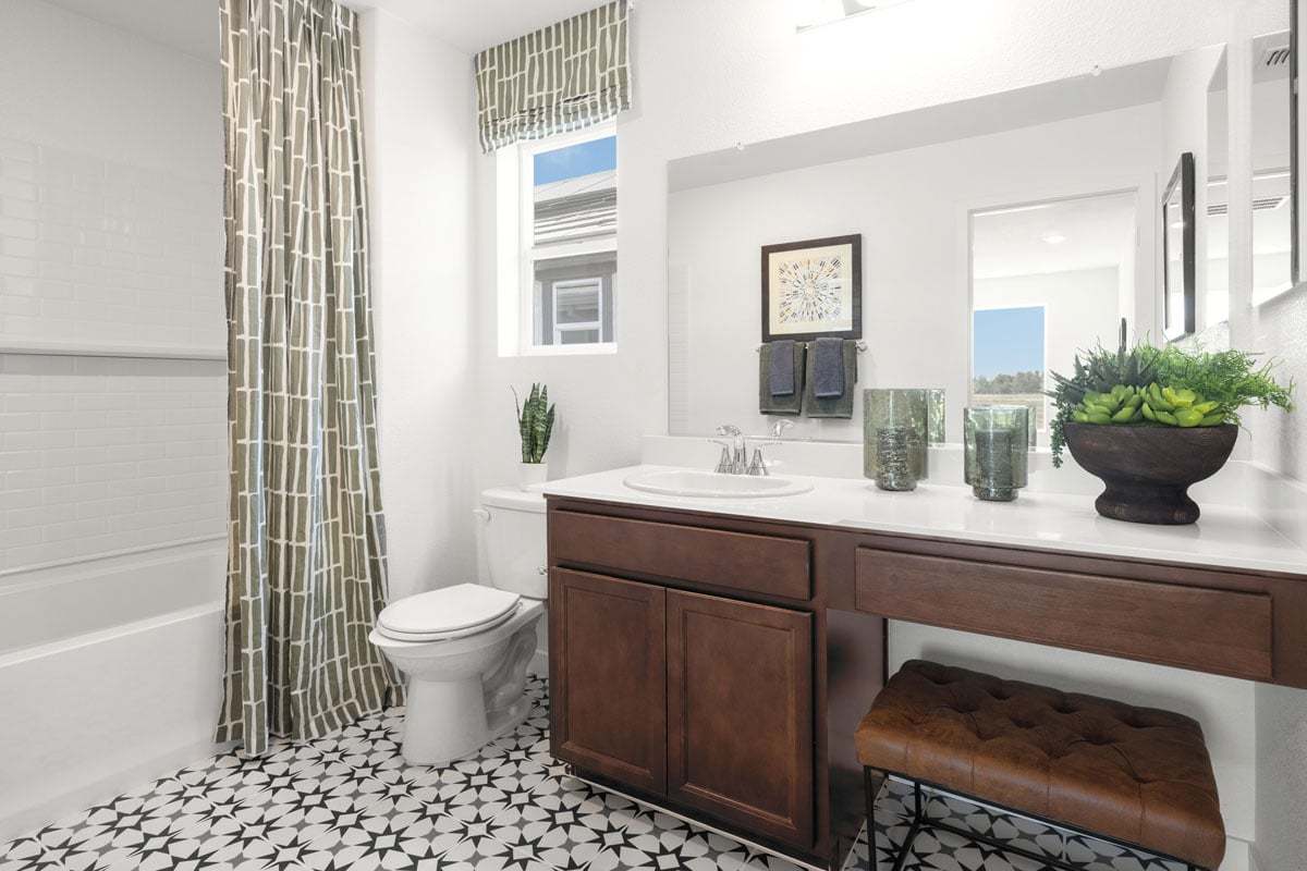 Plan 1795 Modeled - Extended vanity with knee space at secondary bath