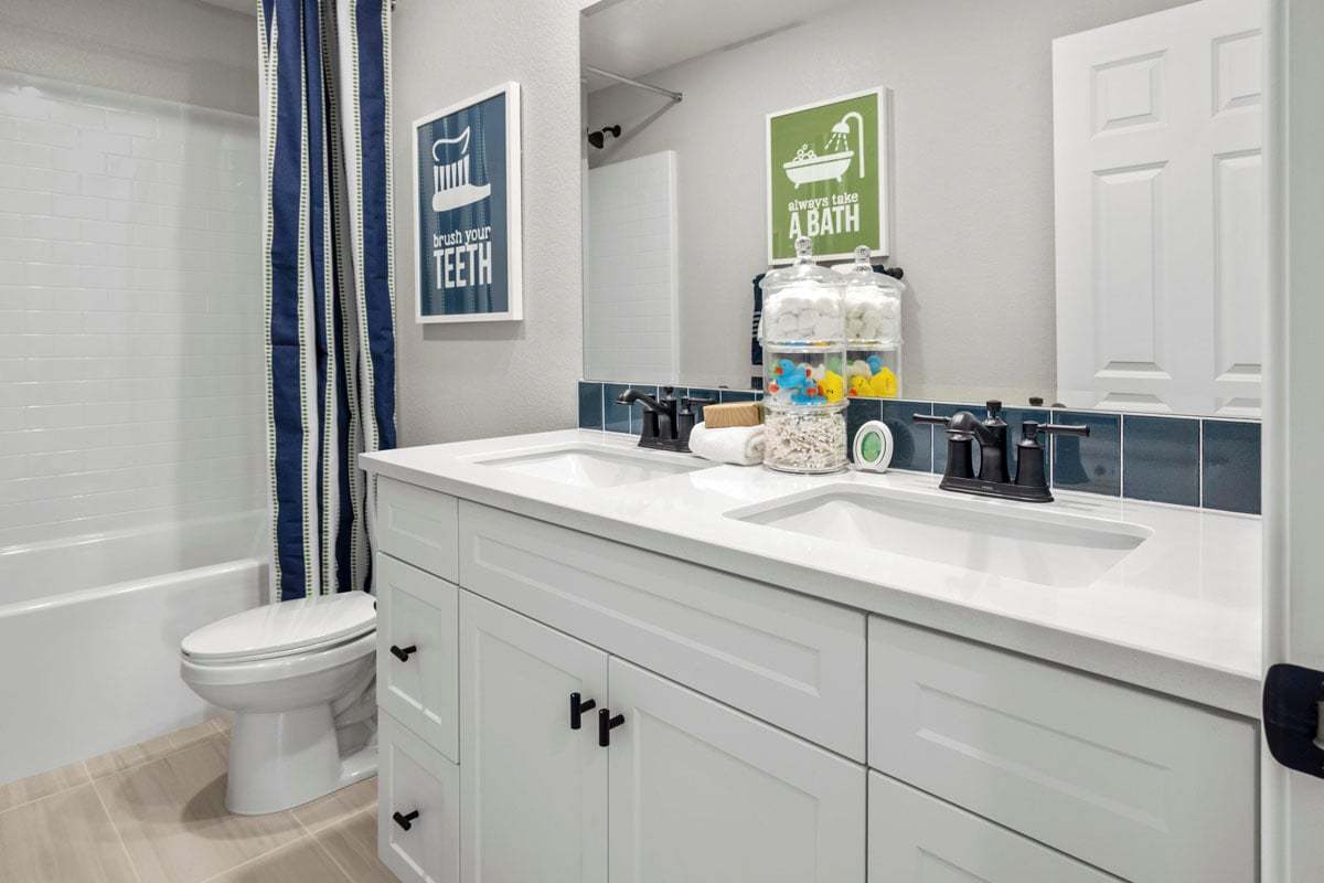 Plan 2139 Modeled - Upgraded dual-sink vanity at secondary bath