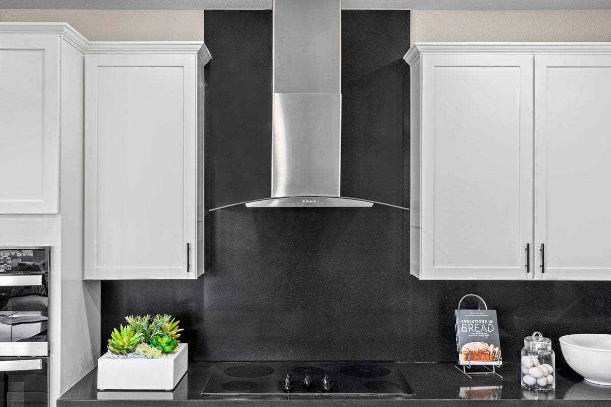 Plan 1803 Modeled - Wall-mounted hood and cooktop