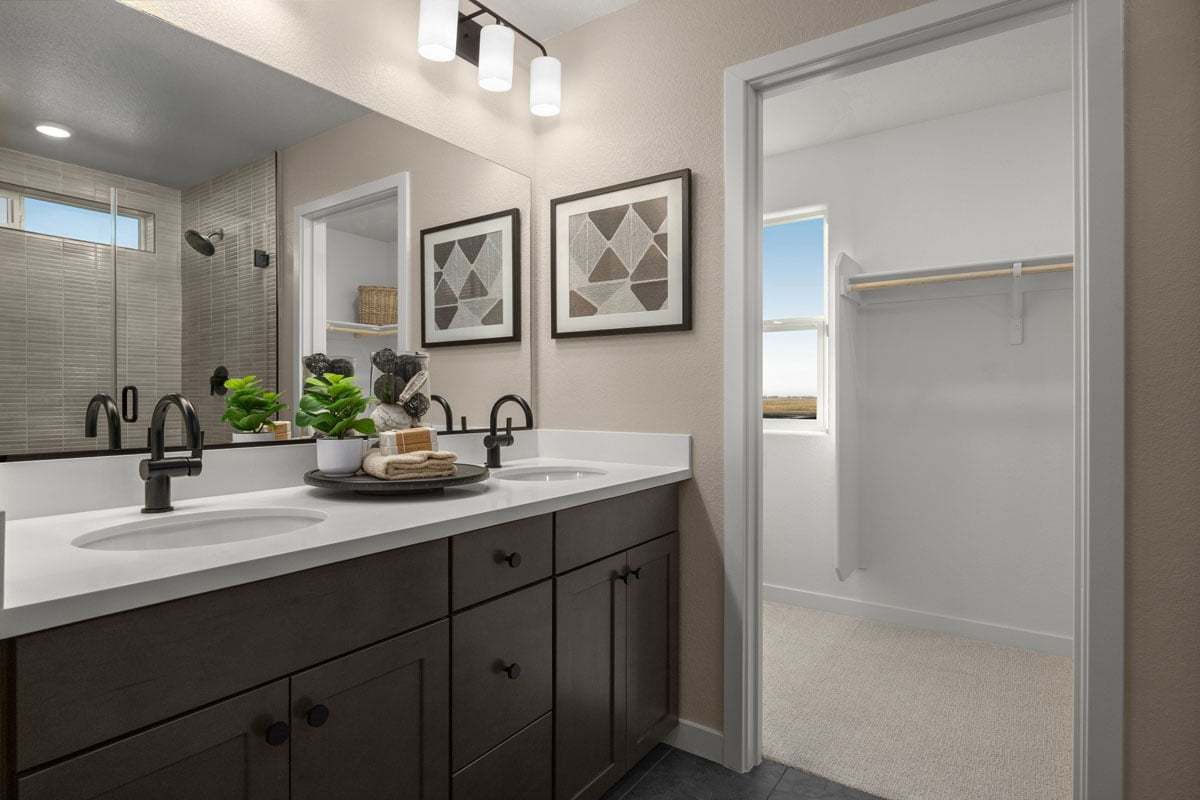 Plan 1708 Modeled - Dual-sink vanity at primary bath