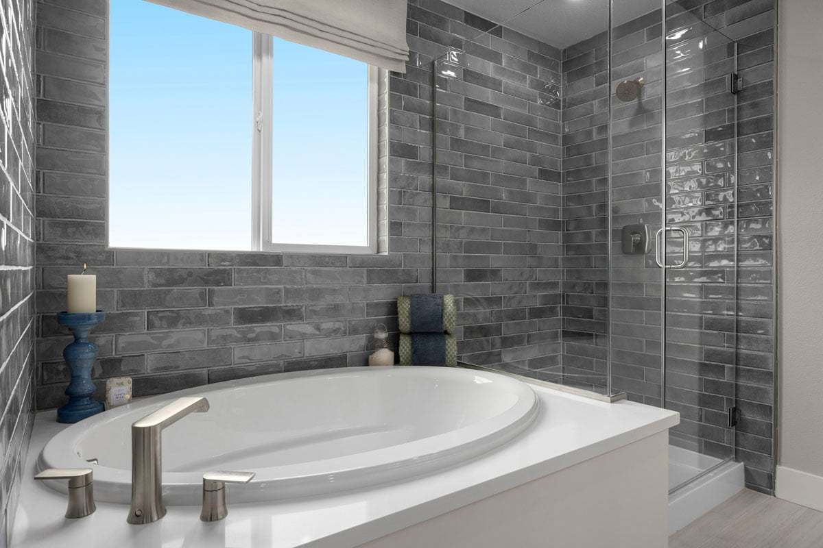 Plan 2117 Modeled - Tub and separate shower at primary bath