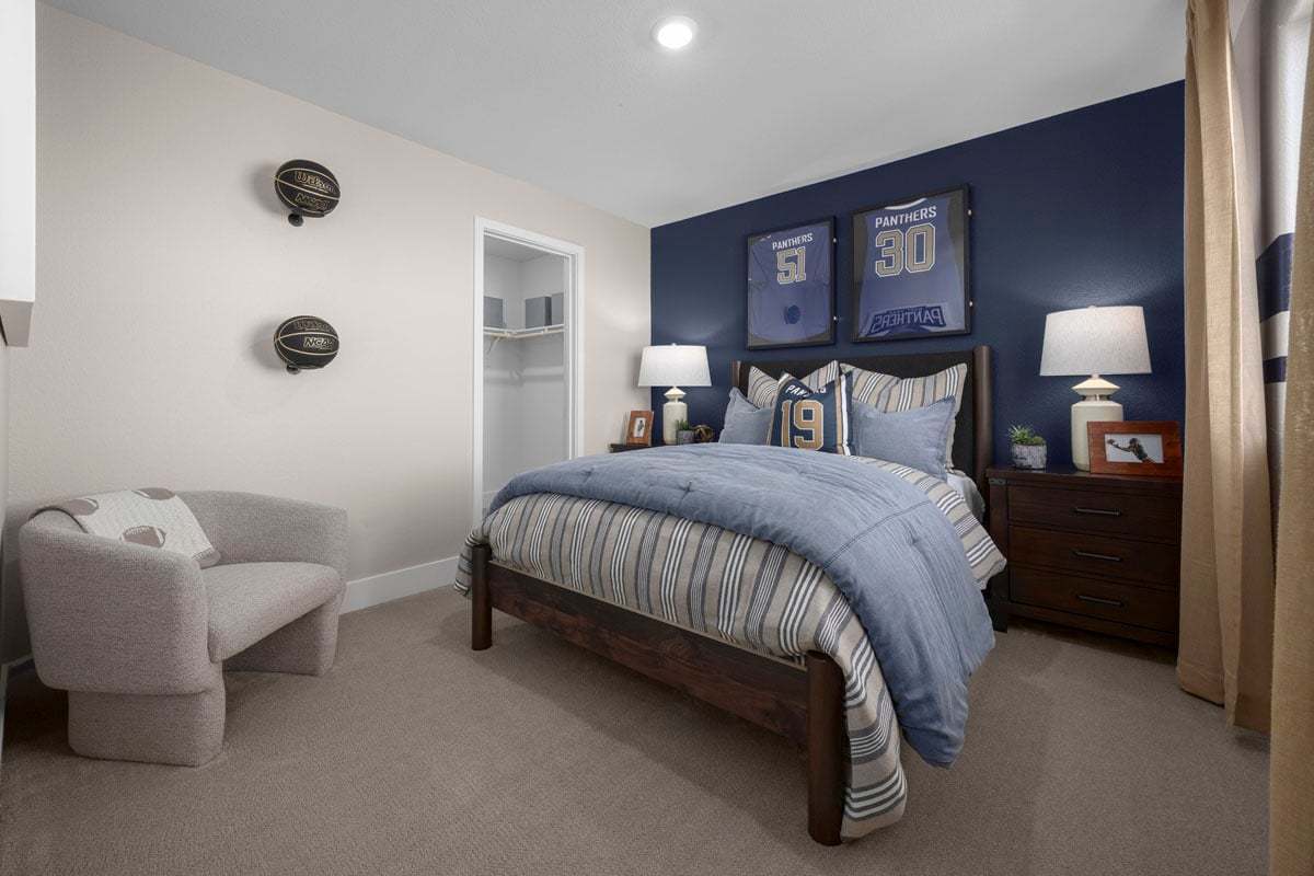 Plan 2117 Modeled - Painted accent wall at secondary bedroom