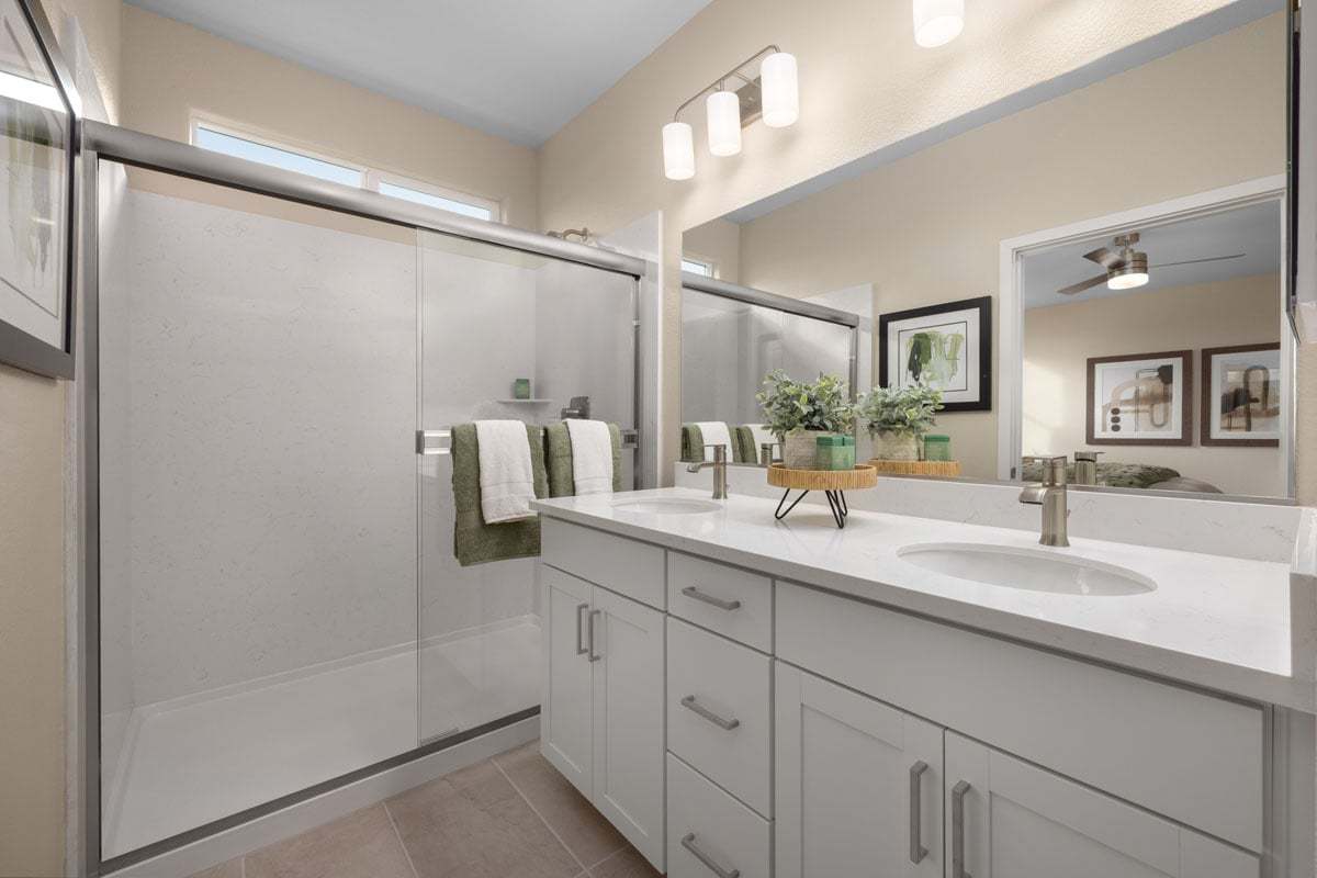 Plan 1672 Modeled - Dual-sink vanity at primary bath