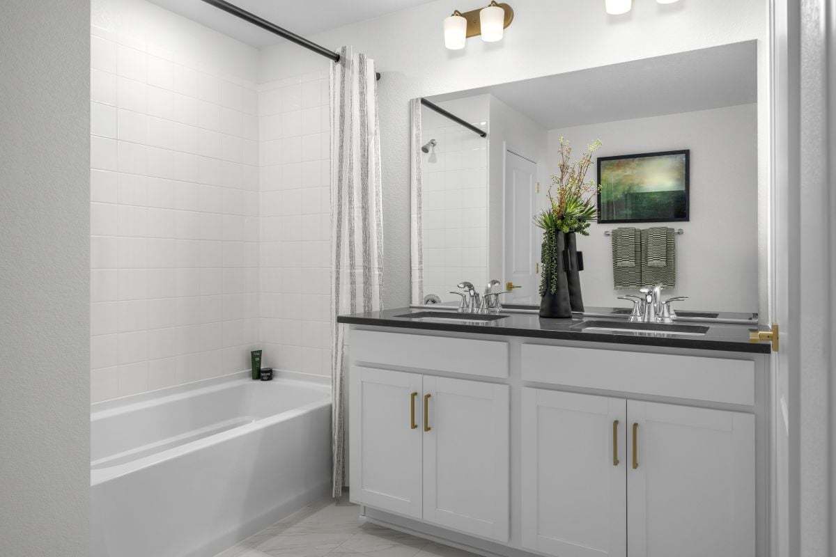 Plan 1382 Modeled - Dual-sink vanity at primary bath