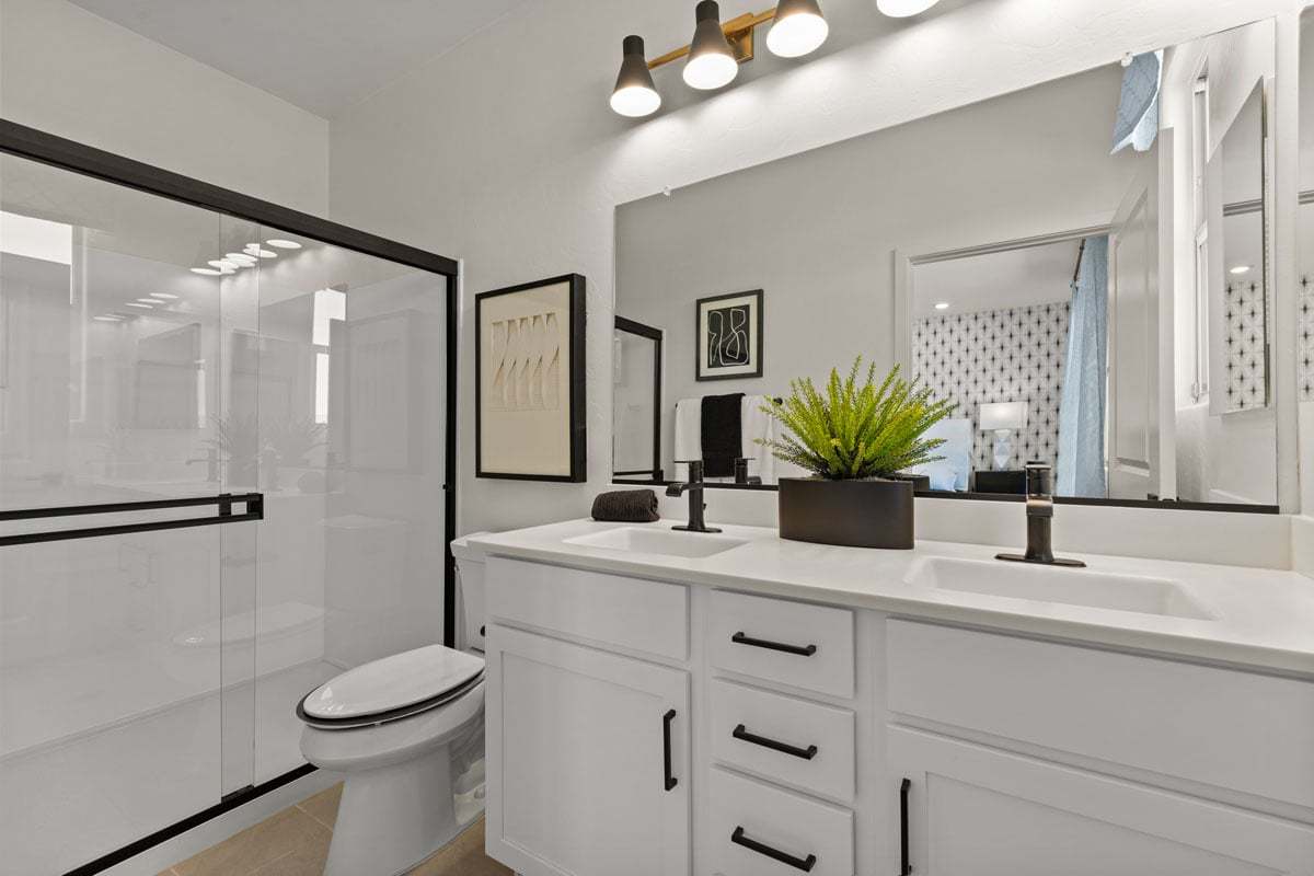 Plan 1745 Modeled - Optional shower with cultured marble surround at primary bath