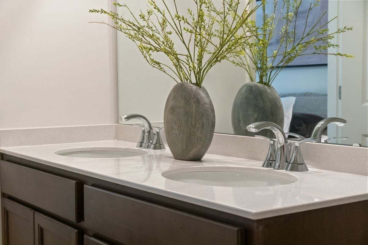 Plan 1501 Modeled - Dual-sink vanity at primary bath