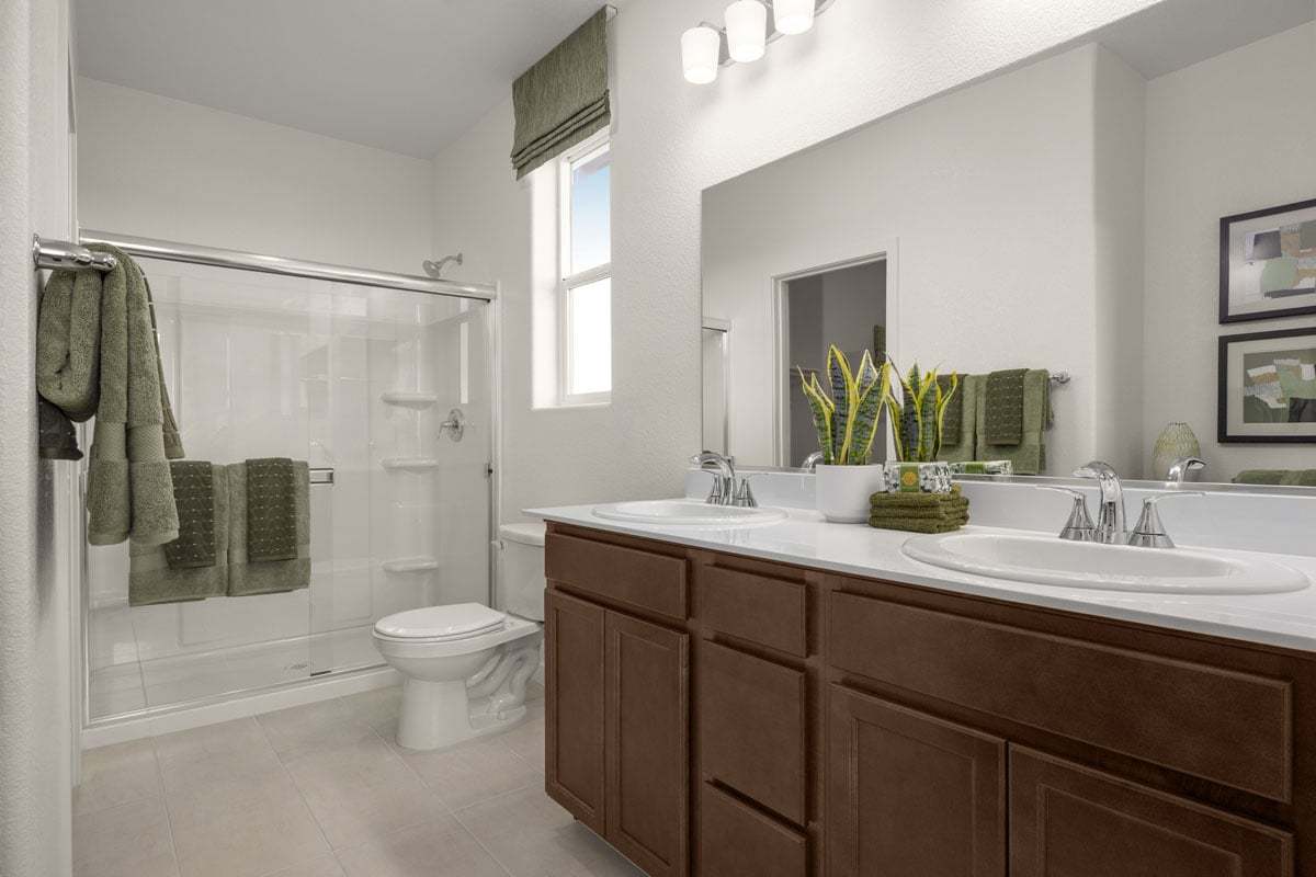 Plan 1552 Modeled - Dual-sink vanity at primary bath