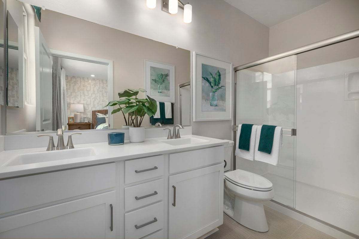 Plan 1745 Modeled - Dual-sink vanity at primary bath