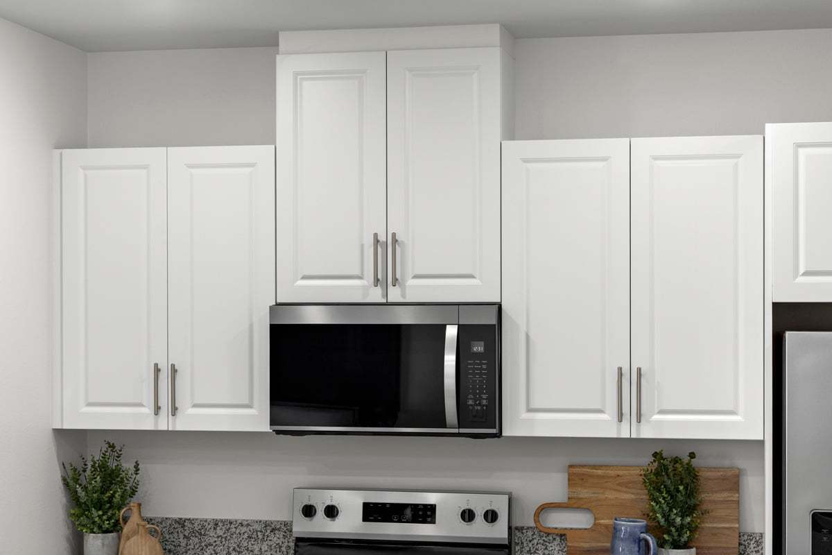 Plan 1503 Modeled - Thermofoil cabinets with satin nickel pulls
