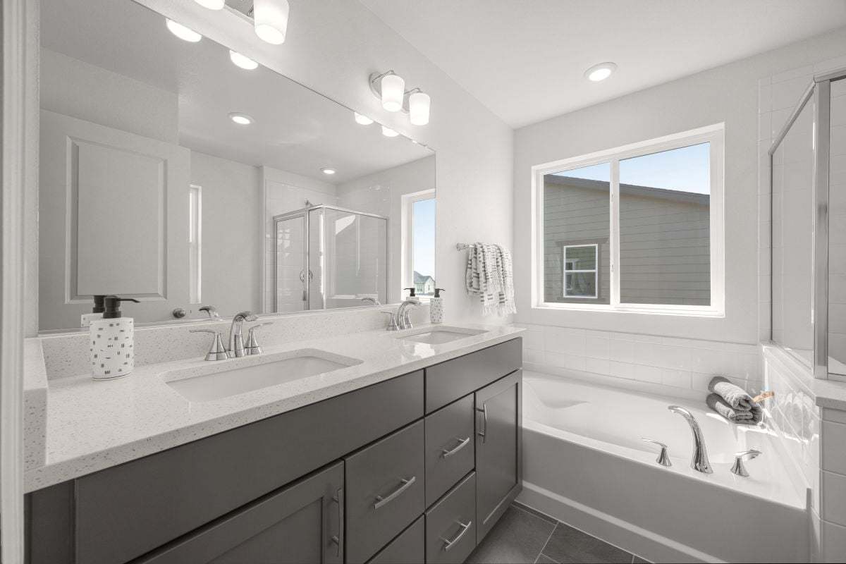 Plan 1755 Modeled - Dual-sink vanity at primary bath