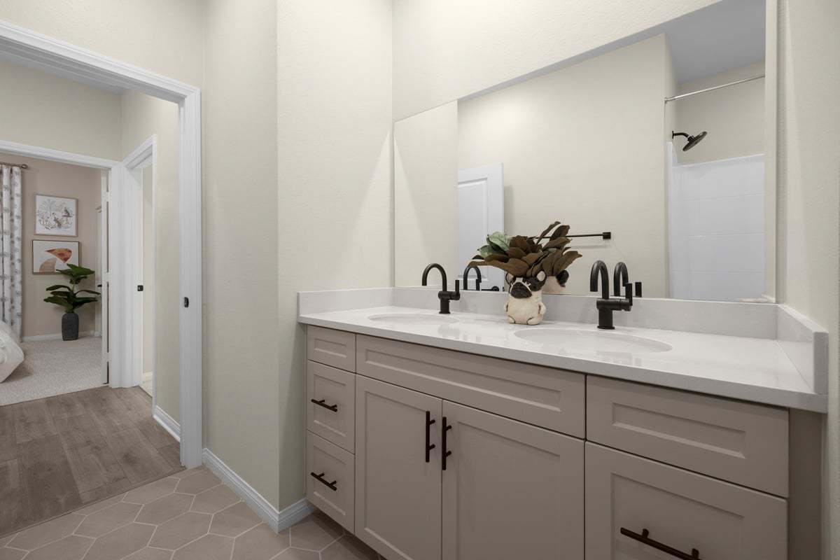 Plan 2083 Modeled - Dual-sink vanity at primary bath