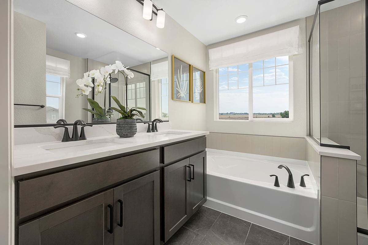 Plan 1755 Modeled - Dual-sink vanity at primary bath