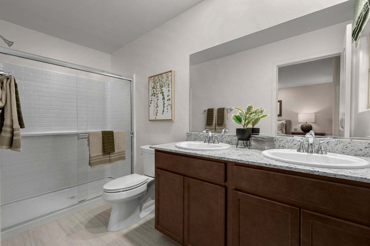 Plan 1465 Modeled - Dual-sink vanity at primary bath