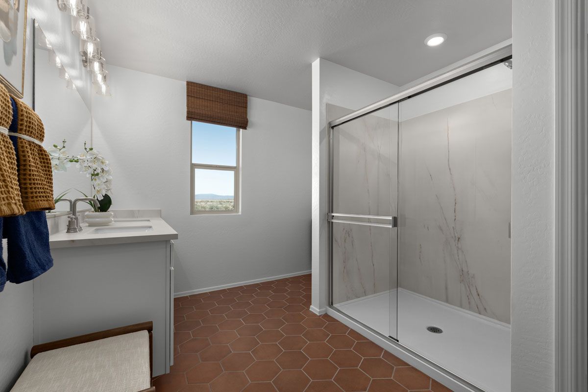 Plan 2373 Modeled - Walk-in shower at primary bath