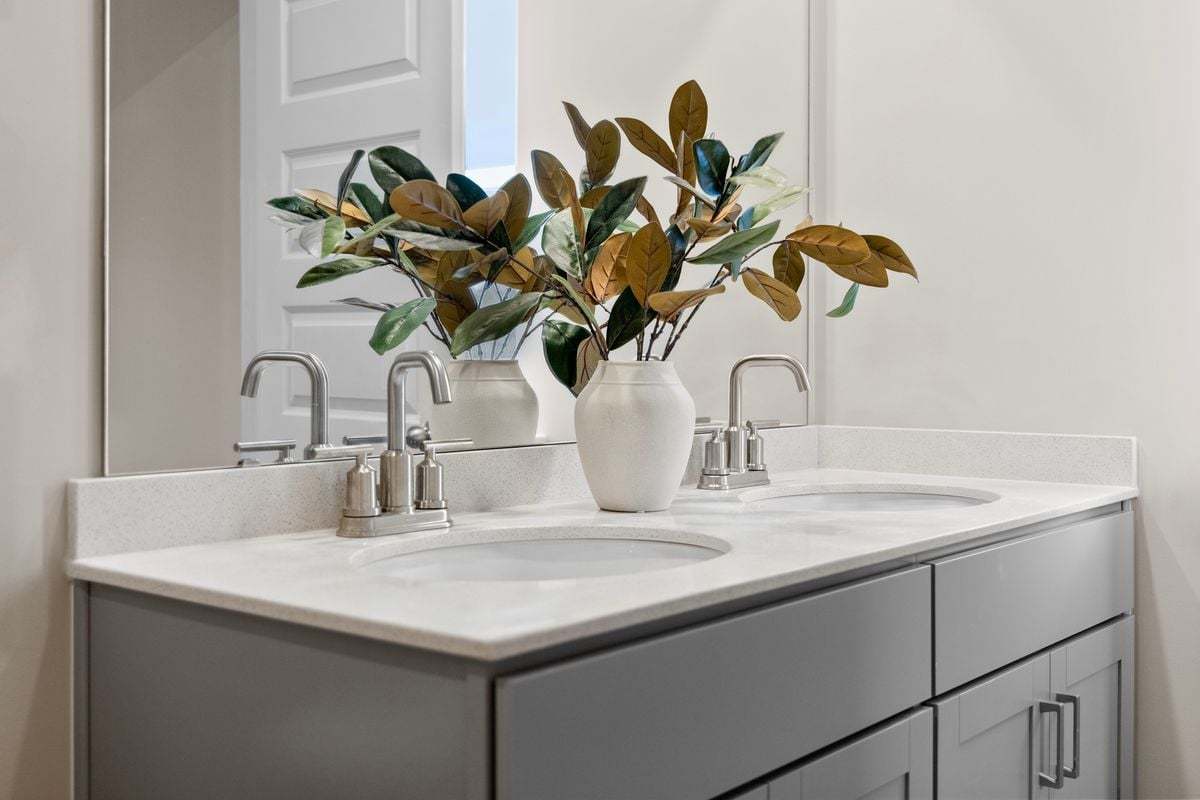 Plan 1601 Modeled - Dual-sink vanity at primary bath