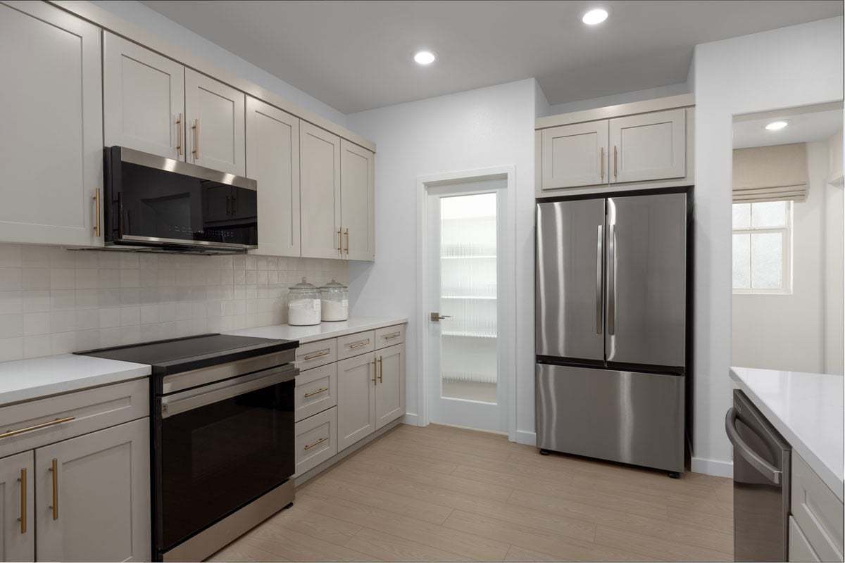 Plan 2026 Modeled - Walk-in kitchen pantry with reeded glass door