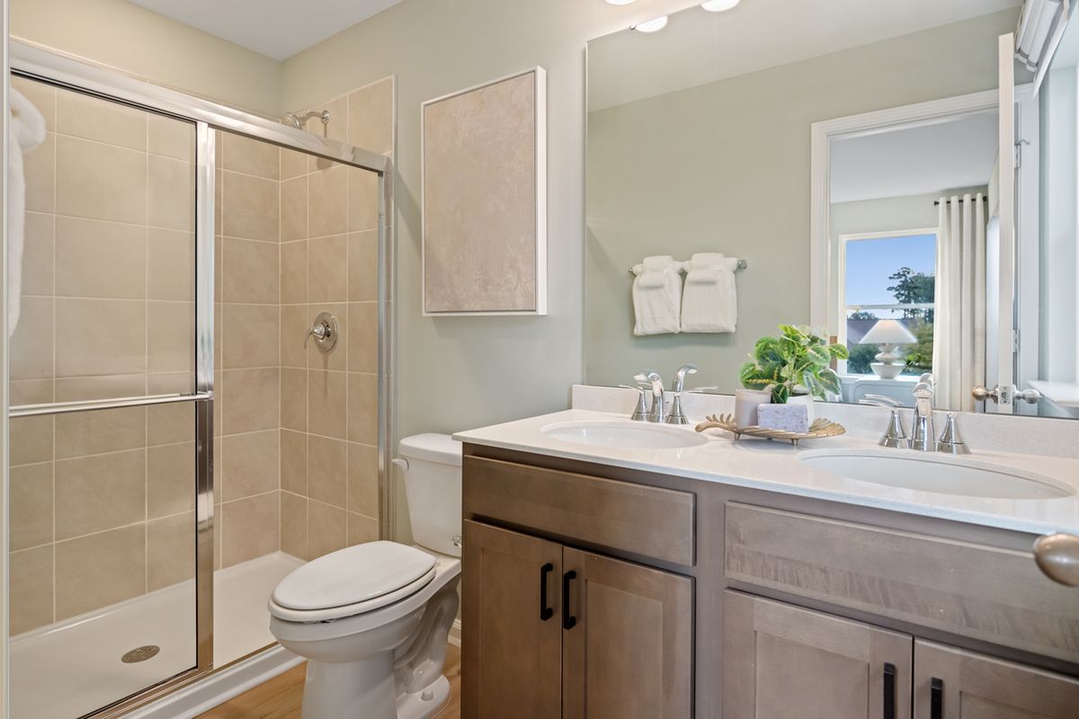 Plan 1601 Modeled - Dual-sink vanity at primary bath
