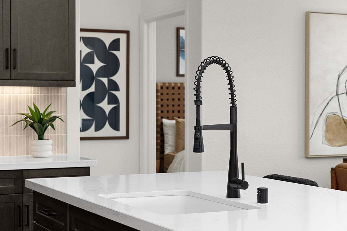 Plan 2543 Modeled - Optional matte black kitchen faucet