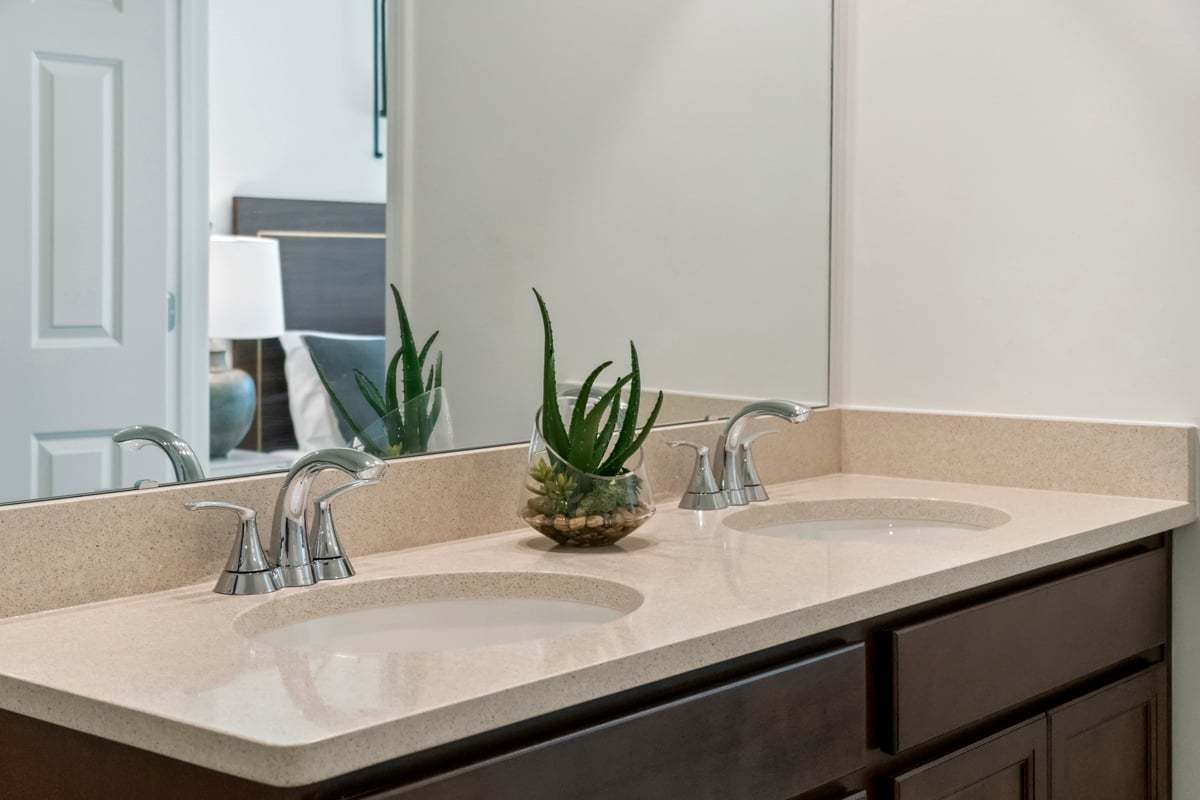 Plan 1582 Modeled - Dual-sink vanity at primary bath