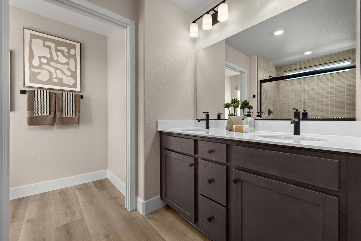 Plan 1719 Modeled - Dual-sink vanity at primary bath