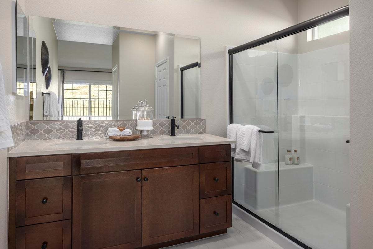 Plan 2027 Modeled - Shower with optional black frame enclosure at primary bath