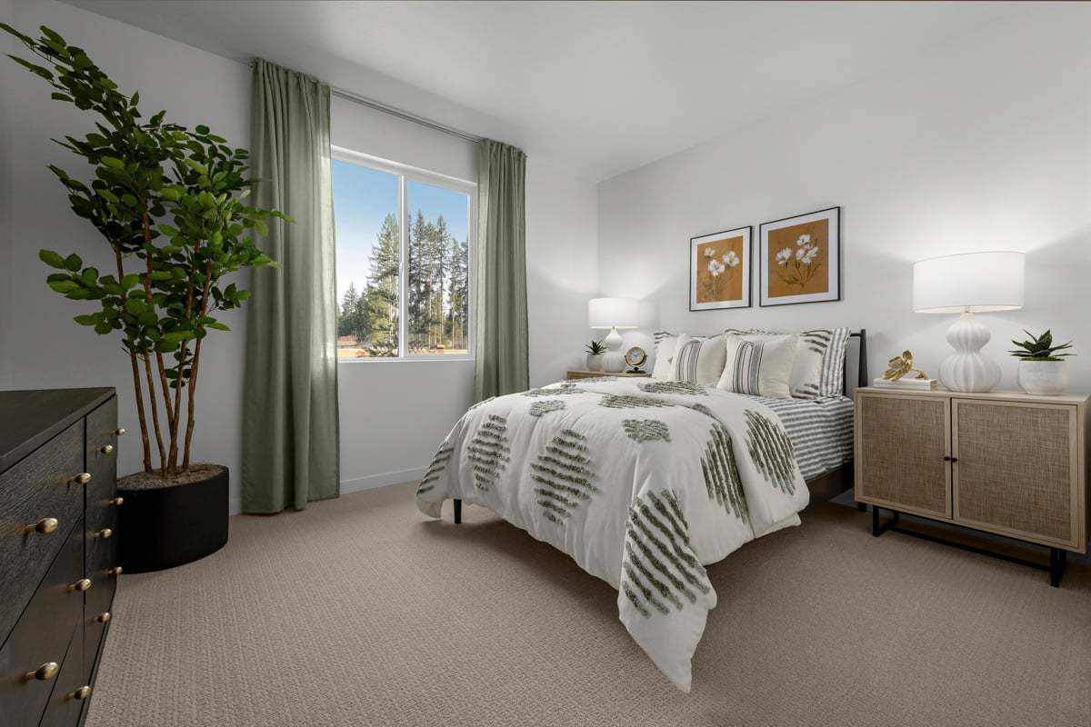 Plan 1860 Modeled - Polyester textured carpeting with cushion at bedrooms