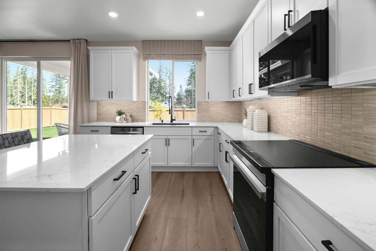 Plan 2350 Modeled - Recessed-panel birch cabinets and under-cabinet lighting