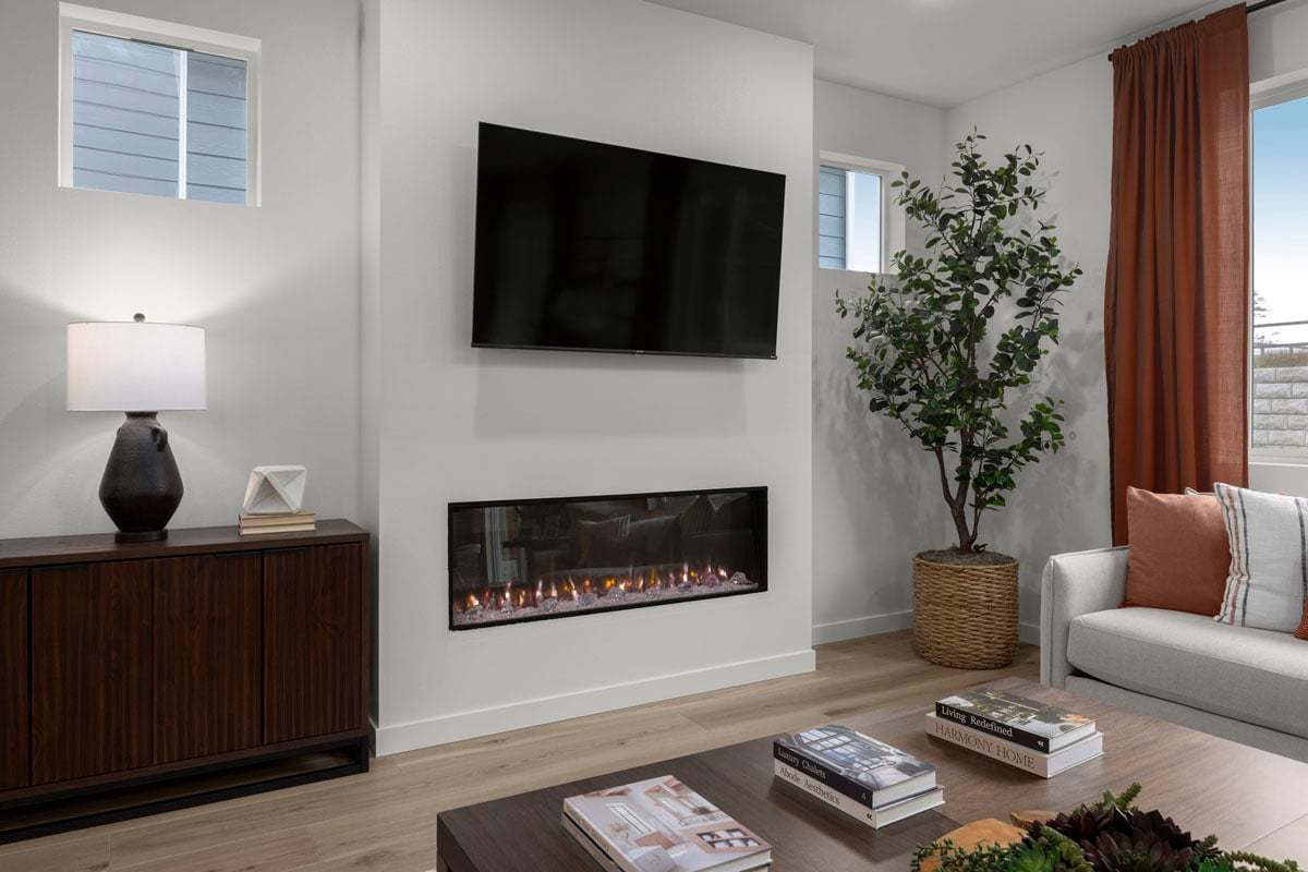Plan 2070 Modeled - Electric fireplace at great room