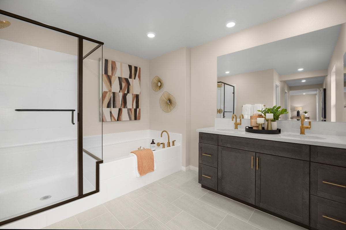 Plan 2874 Modeled - Optional brushed gold bath fixtures and accessories