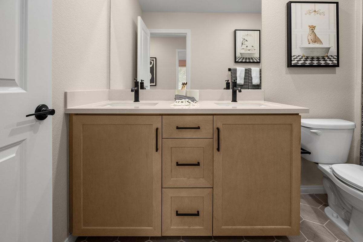 Plan 2874 Modeled - Optional Shaker-style maple cabinets with black pulls