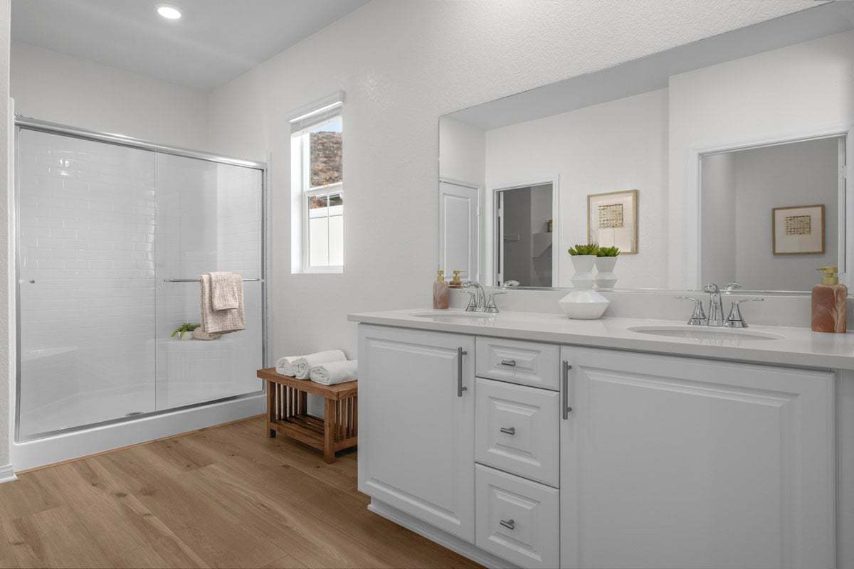 Plan 2097 Modeled - Dual-sink vanity at primary bath