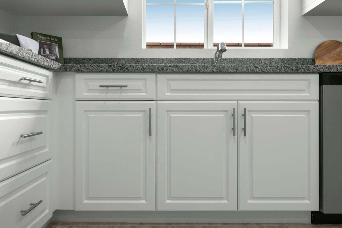 Plan 2132 Modeled - Thermofoil cabinets with satin nickel pulls