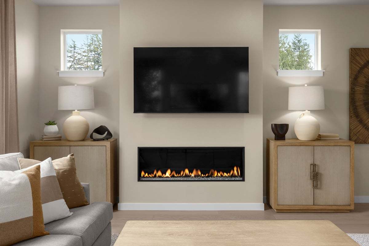 Plan 2330 Modeled - Linear electric fireplace at great room