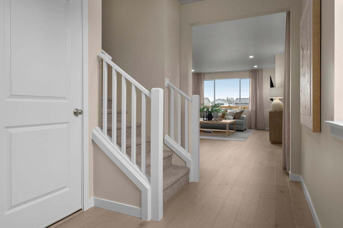Plan 2330 Modeled - Luxury vinyl plank flooring at hallway and great room